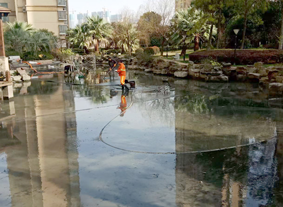 宁乡景观池淤泥清理